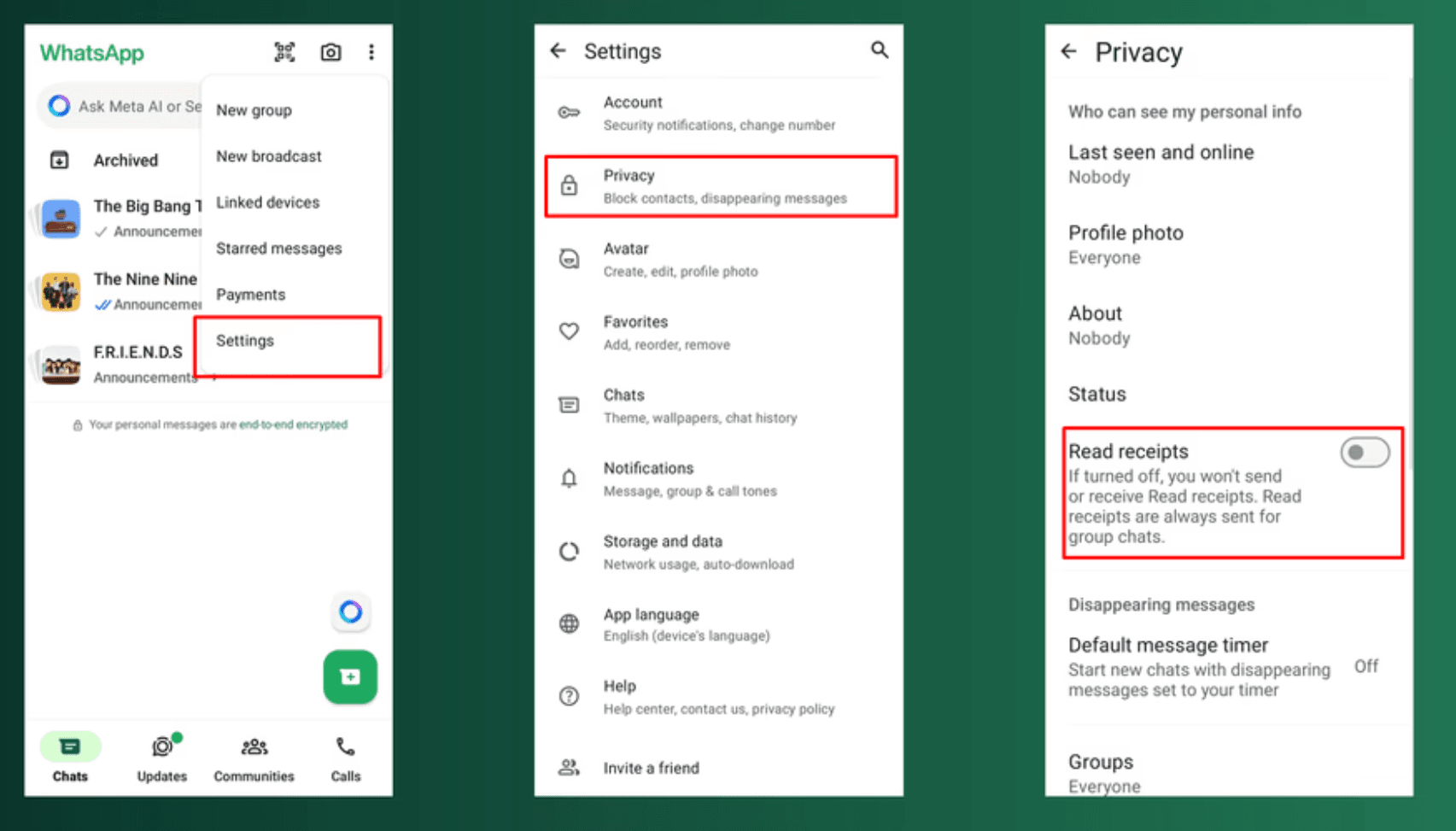 cara menonaktifkan status online WhatsApp 